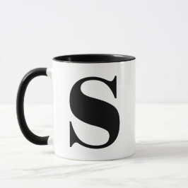 Modern Monogram Initial Brev s Black and White Mugg