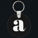 Modern Monogram Initial Brev Simple Black White Nyckelring<br><div class="desc">Cute-nyckelkedja med modernt monogram i enkelt svartvitt</div>