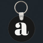 Modern Monogram Initial Brev Simple Black White Nyckelring<br><div class="desc">Cute-nyckelkedja med modernt monogram i enkelt svartvitt</div>
