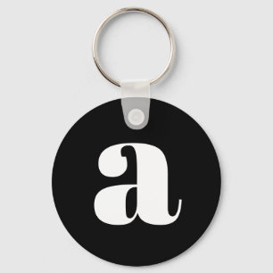 Modern Monogram Initial Brev Simple Black White Nyckelring