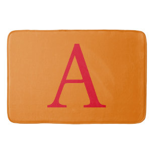 Modern Monogram Initial Brev Trendig Orange Red Badrumsmatta
