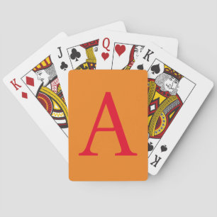 Modern Monogram Initial Brev Trendig Orange Red Casinokort