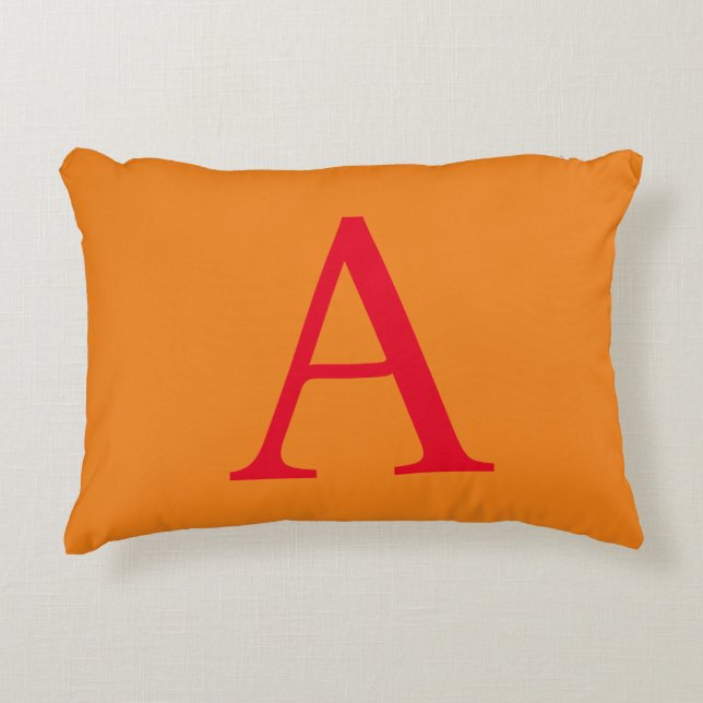 Modern Monogram Initial Brev Trendig Orange Red Prydnadskudde (Framsidan)