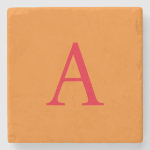 Modern Monogram Initial Brev Trendig Orange Red Stenunderlägg