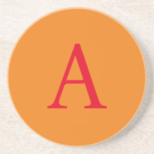 Modern Monogram Initial Brev Trendig Orange Red Underlägg