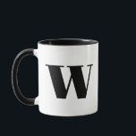 Modern Monogram Initial Brev w Black and White Mugg<br><div class="desc">Snyggt modernt med monogram i svartvitt. Om brev inte fungerar på det här muggen,  se den monogram mugg-samling för brev som du vill ha eller kontakta mig.</div>