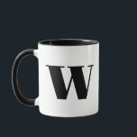 Modern Monogram Initial Brev w Black and White Mugg<br><div class="desc">Snyggt modernt med monogram i svartvitt. Om brev inte fungerar på det här muggen,  se den monogram mugg-samling för brev som du vill ha eller kontakta mig.</div>