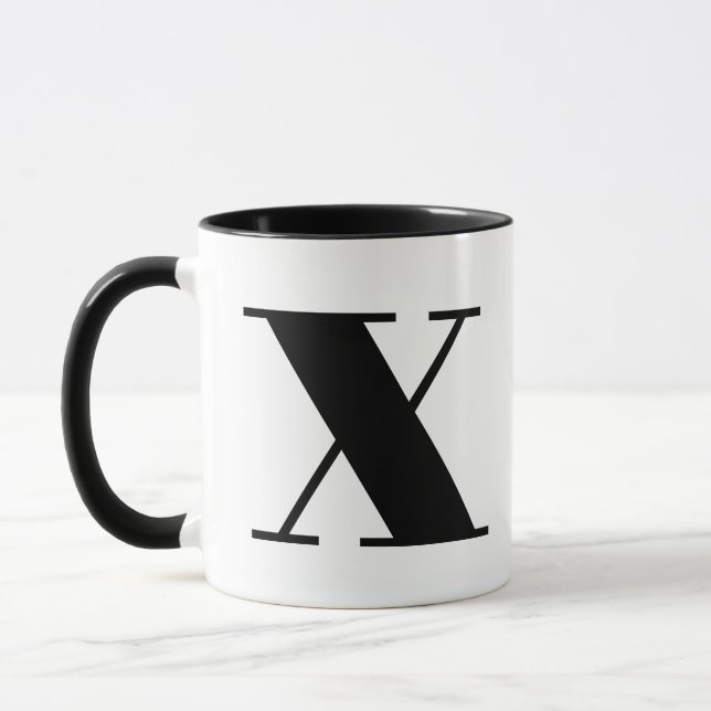 Modern Monogram Initial Brev x Black and White Mugg (Vänster)