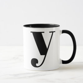 Modern Monogram Initial Brev y Black and White Mugg