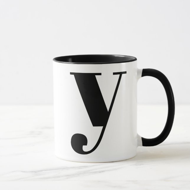 Modern Monogram Initial Brev y Black and White Mugg (Höger)