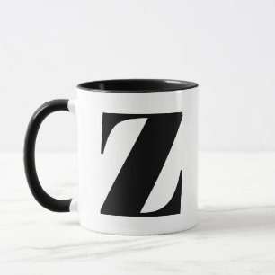 Modern Monogram Initial Brev Z Black and White Mugg