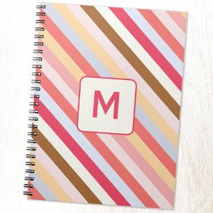 Modern Monogram Initial Diagonal Candy Rand Anteckningsbok