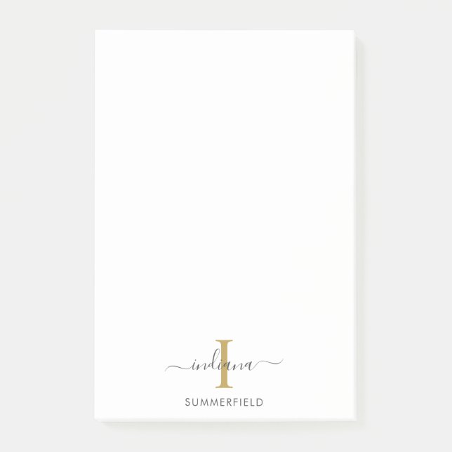Modern Monogram Initial Elegant Skrift Verksamhet Post-it Block (Framsida)