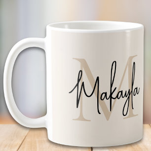Modern monogram initial kaffemugg