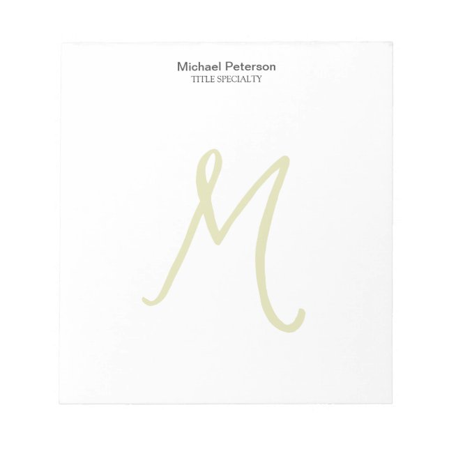 Modern monogram initial kalligrafisk stil anteckningsblock (Framsida)
