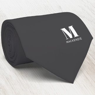 Modern monogram initial krön personaliserad grå slips