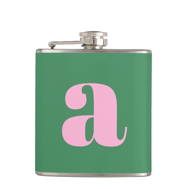 Modern Monogram Initial Letter Pink Green Wedding Fickplunta (Framsidan)