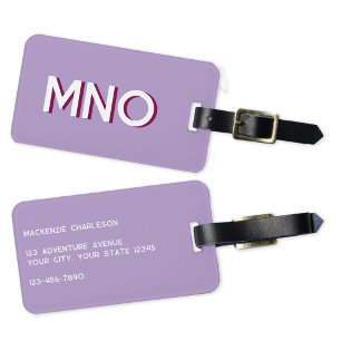 Modern Monogram Initial Lilac Bagagebricka