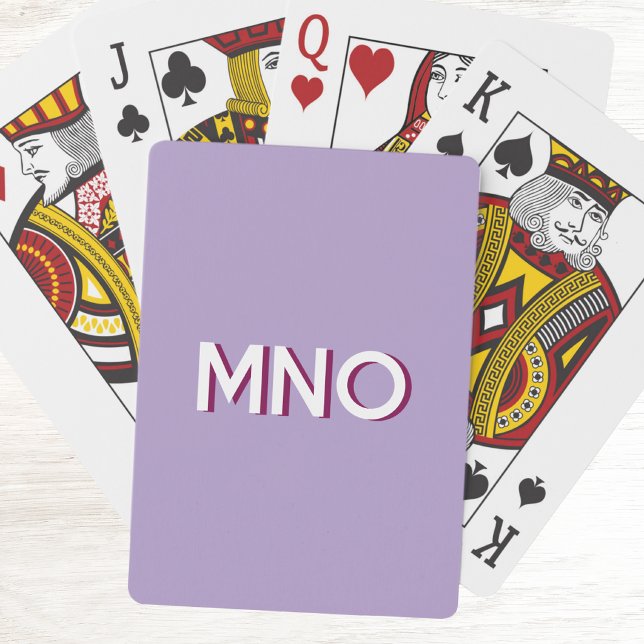 Modern Monogram Initial Lilac Casinokort (Modern drop shadow monogram initials personalized playing cards)