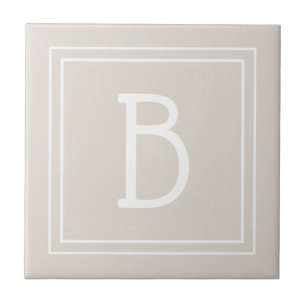 Modern Mönogram Initial Mall Tan Brun Kakelplatta