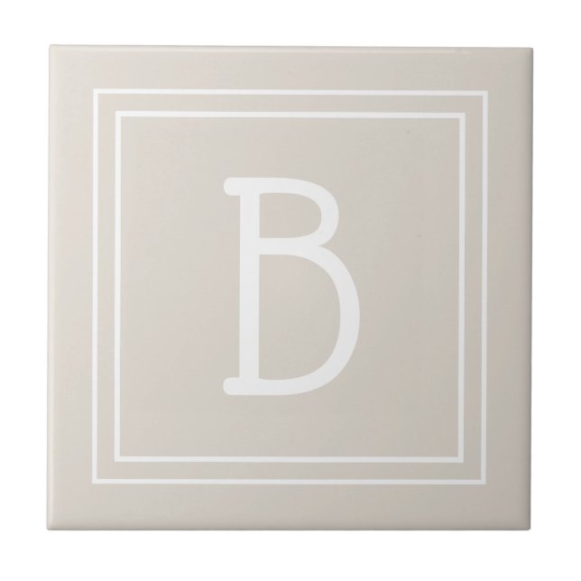 Modern Mönogram Initial Mall Tan Brun  Kakelplatta (Framsidan)