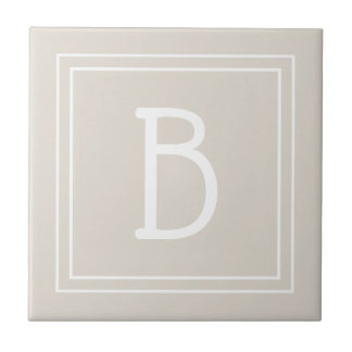 Modern Mönogram Initial Mall Template Tan Brown Kakelplatta