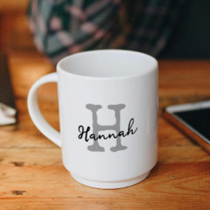 Modern monogram initial namn skrivmaskinsskrift kaffemugg