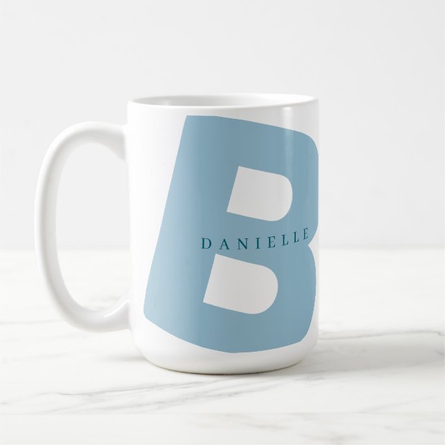 Modern Monogram Initial och Första Namn Kaffemugg (Vänster)