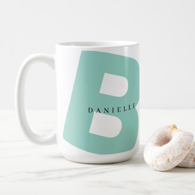 Modern Monogram Initial och Första Namn Kaffemugg (Med munk)