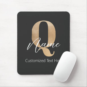 Modern Monogram Initial Q & Namn Personlig Musmatta