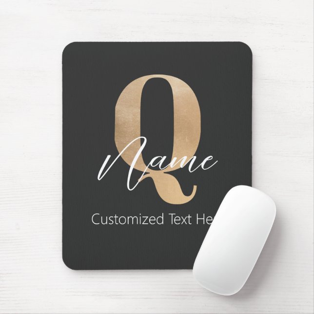 Modern Monogram Initial Q & Namn Personlig Musmatta (Med mus)
