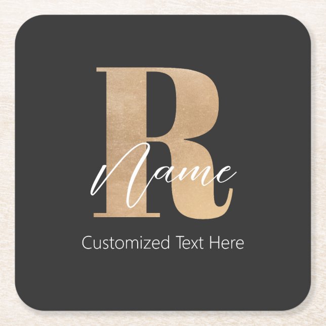 Modern Monogram Initial R & Namn Personlig Underlägg Papper Kvadrat (Framsidan)