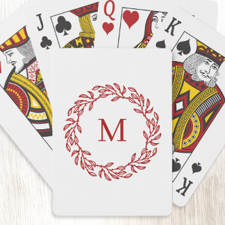 Modern Monogram Initial Red Löv och Berry Wandan Casinokort