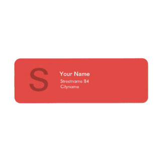 MODERN MONOGRAM INITIAL RED RETURADRESS ETIKETT