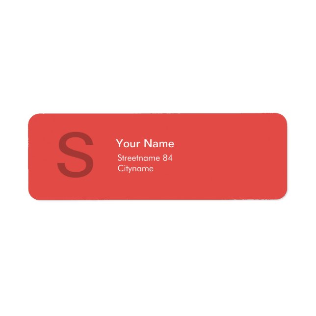 MODERN MONOGRAM INITIAL RED RETURADRESS ETIKETT (Framsidan)