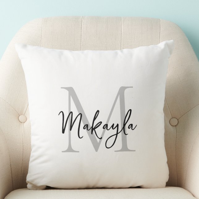 Modern monogram initial skriptnamn kudde (Skapare uppladdad)