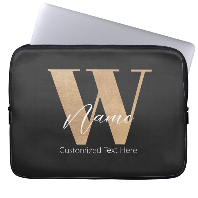 Modern Monogram Initial W & Namn Personlig Laptop Fodral (Framsidan)
