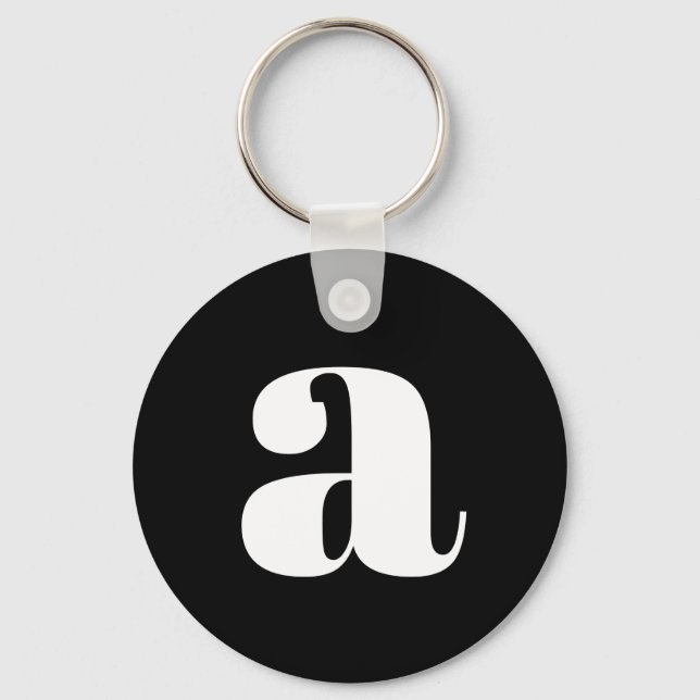 Modern monogram initialbokstav enkel svart vit nyckelring (Framsida)