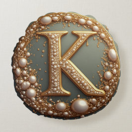 Modern monogram initialbokstav K Rund Kudde