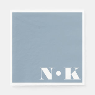 Modern Monogram Initialer Dusty Blue Personligt br Pappersservett