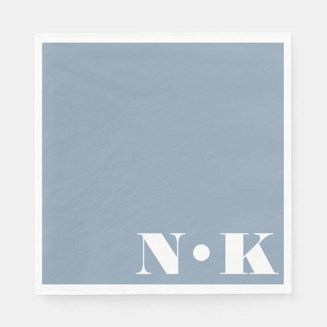 Modern Monogram Initialer Dusty Blue Personligt br Pappersservett (Framsidan)