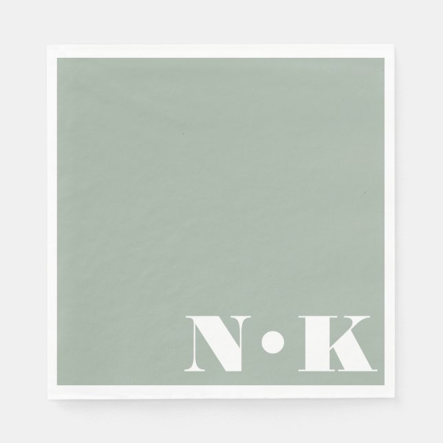 Modern Monogram Initialer Dusty Sage Personligt br Pappersservett (Framsidan)
