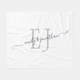 Modern Monogram Initialer Namn White Fleecefilt