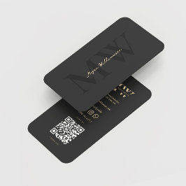 Modern Monogram Initialer Professionell Black Guld Visitkort