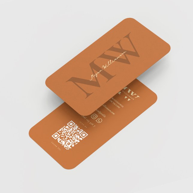 Modern Monogram Initialer Professionell Dusty Oran Visitkort (Modern Monogram Initials Professional Dusty Orange Business Card
)