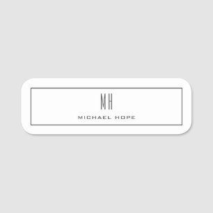 Modern Monogram Initialer Professionell Plain Simp Namnbricka
