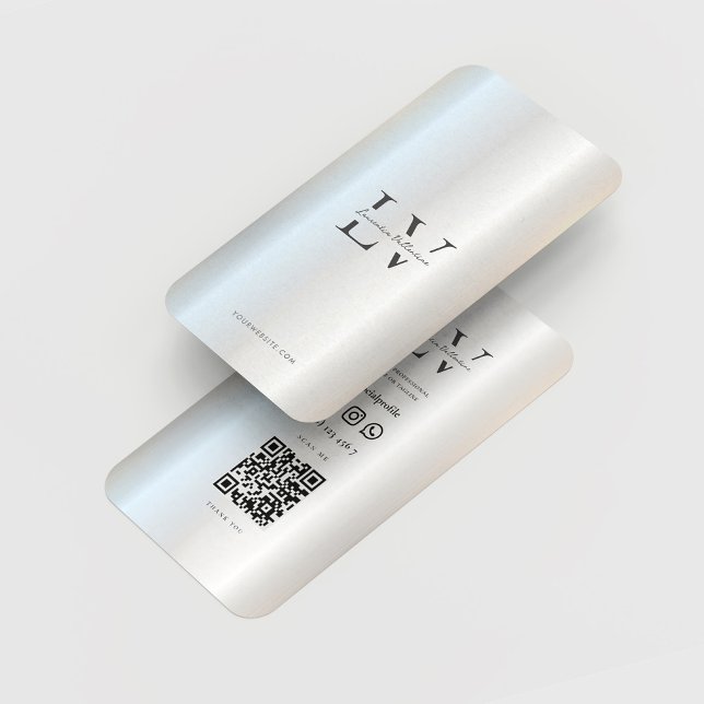 Modern Monogram Initialer Professionell Silver Visitkort (Modern Monogram Initials Professional Silver Business Card
)