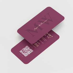 Modern monogram Initialer Professionell Vin Lila Visitkort