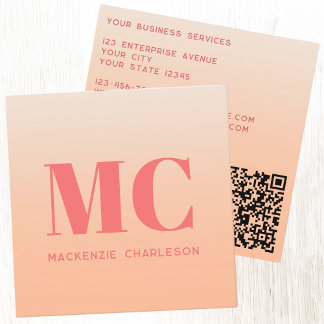 Modern monogram Initialer QR-kodpersiennövertoning Fyrkantigt Visitkort
