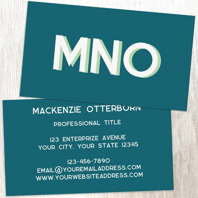 Modern monogram Initialer Shadow Visitkort (Monogram initials drop shadow personalized professional business cards)